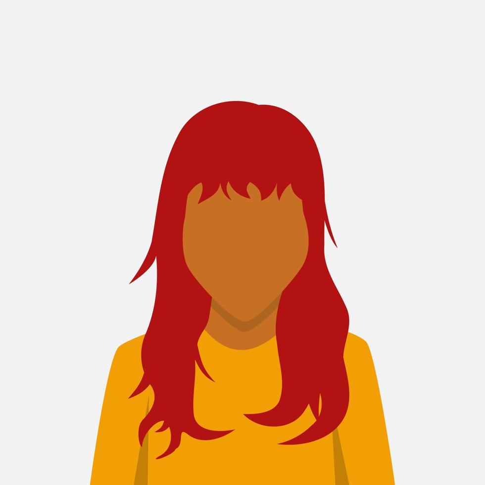 faceless girl in yellow shirt with red dyed hair. vector illustration design for banner, poster, social media, website, and elements.