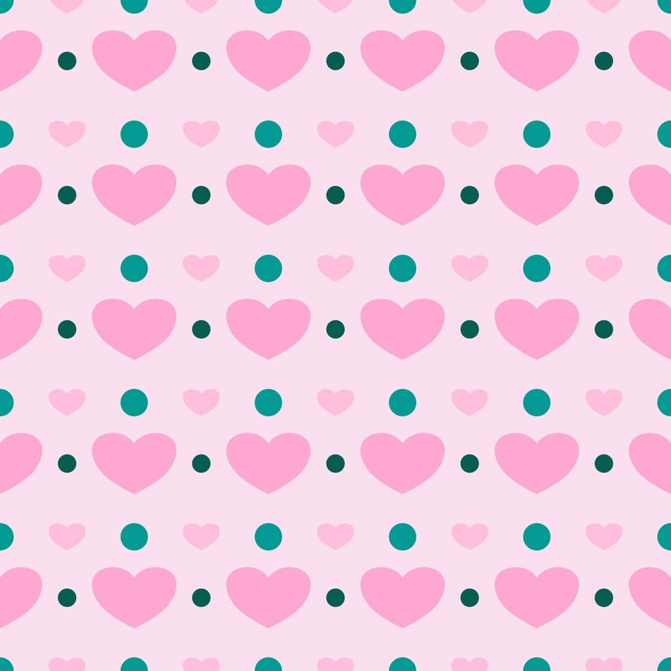 Pink heart green dots pastel pink background vector seamless pattern, element for decorate valentine card, flannel tartan plain fabric textile printing, wallpaper and paper wrapping