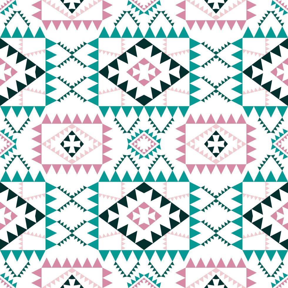 Geometric ethnic pattern with square triangle diagonal abstract ornament design for clothing fabric textile printing, handcraft, embroidery, carpet, curtain, batik, wallpaper wrapping, vector seamless