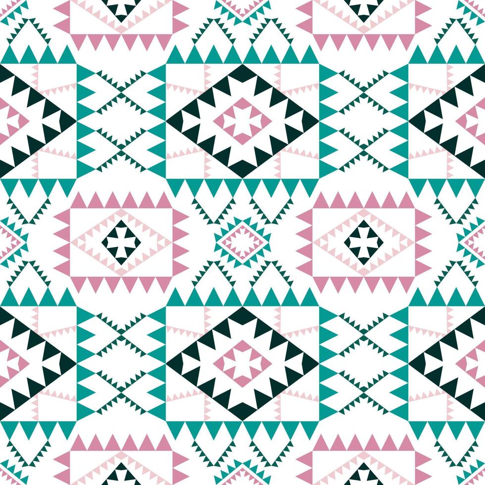 Geometric ethnic pattern with square triangle diagonal abstract ornament design for clothing fabric textile printing, handcraft, embroidery, carpet, curtain, batik, wallpaper wrapping, vector seamless