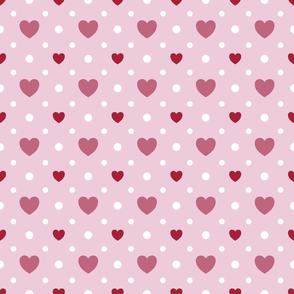 corazón rosa puntos blancos fondo rosa pastel vector patrón sin fisuras, elemento para decorar la tarjeta de San Valentín, tartán de franela tejido liso impresión textil, papel pintado y envoltura de papel