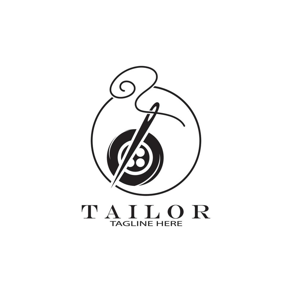 tailor logo icon illustration template combination of buttons for clothes, thread and sewing machine, for clothing product design, convection companies, fashion in vector form