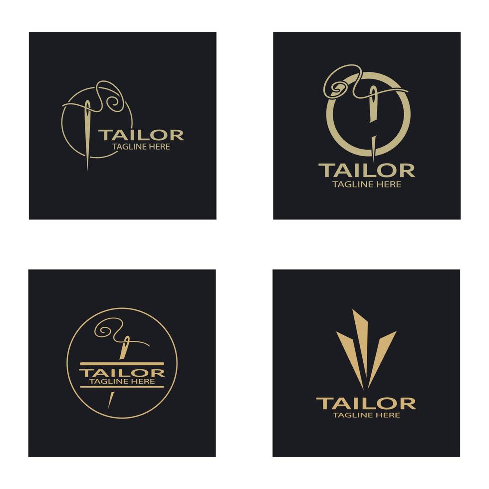 combinación de plantilla de ilustración de icono de logotipo a medida de botones para ropa, hilo y máquina de coser, para diseño de productos de ropa, empresas de convección, moda en forma vectorial vector