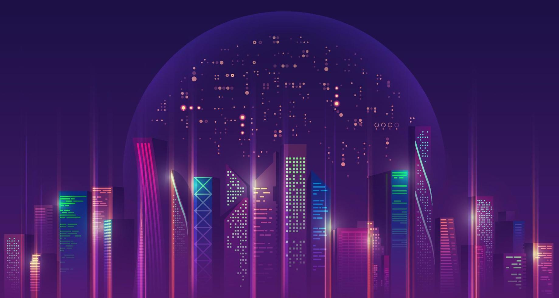 neon city scene vector