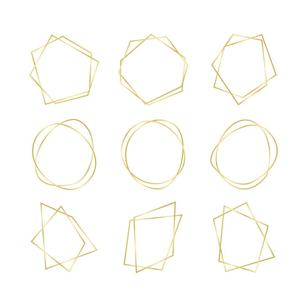 Gold Geometric Polyhedron Wedding Frame vector
