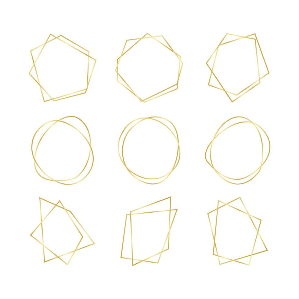 Gold Geometric Polyhedron Wedding Frame vector