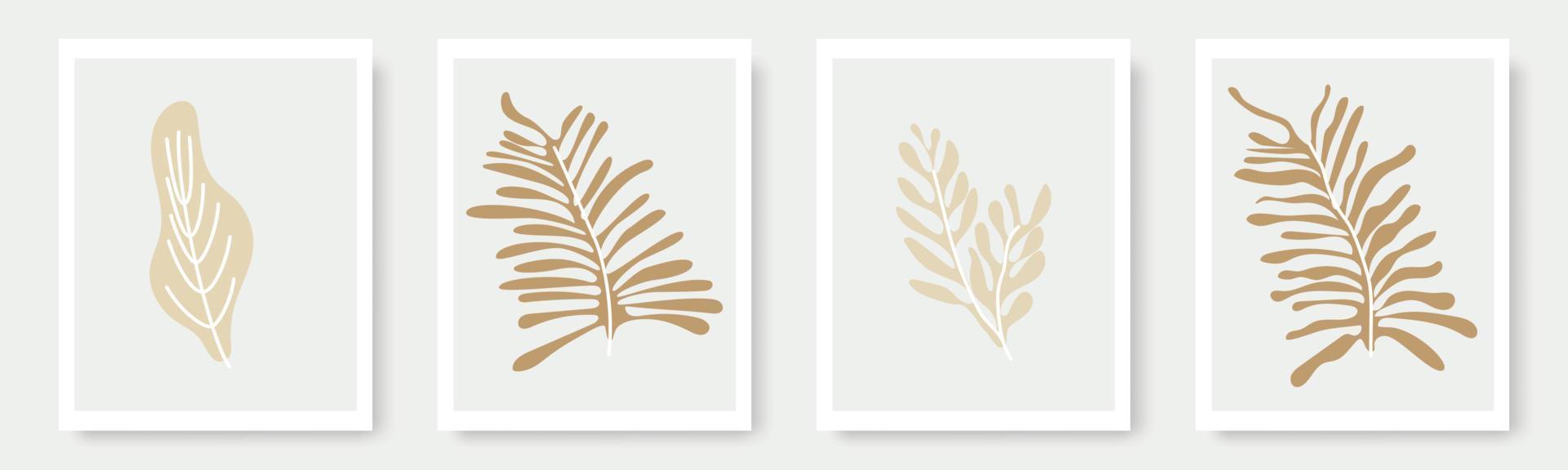 set of hand drawn shapes and floral leaf design elements. Exotic jungle leaves. Abstract contemporary modern trendy illustrations element icon vector