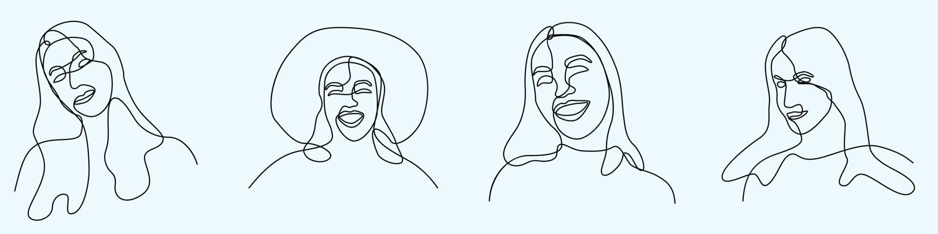 dibujo continuo a mano de una línea de arte de línea de cara de mujer femenino vector