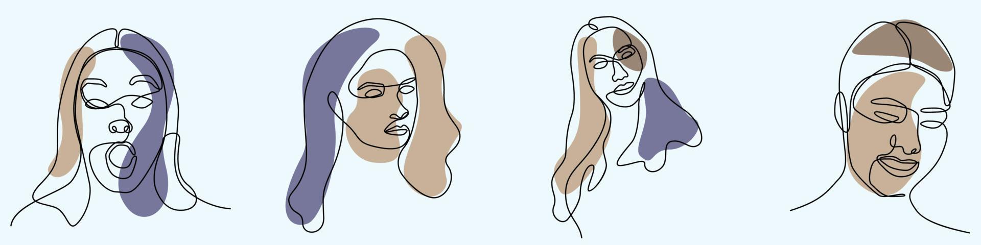 dibujo continuo a mano de una línea de arte de línea de cara de mujer femenino vector