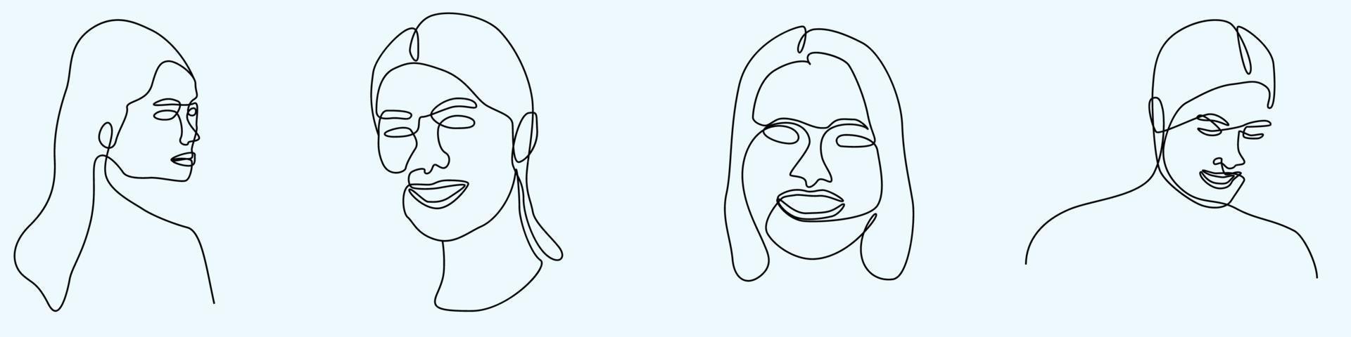 continuous one line hand drawing of woman face line art feminine vector