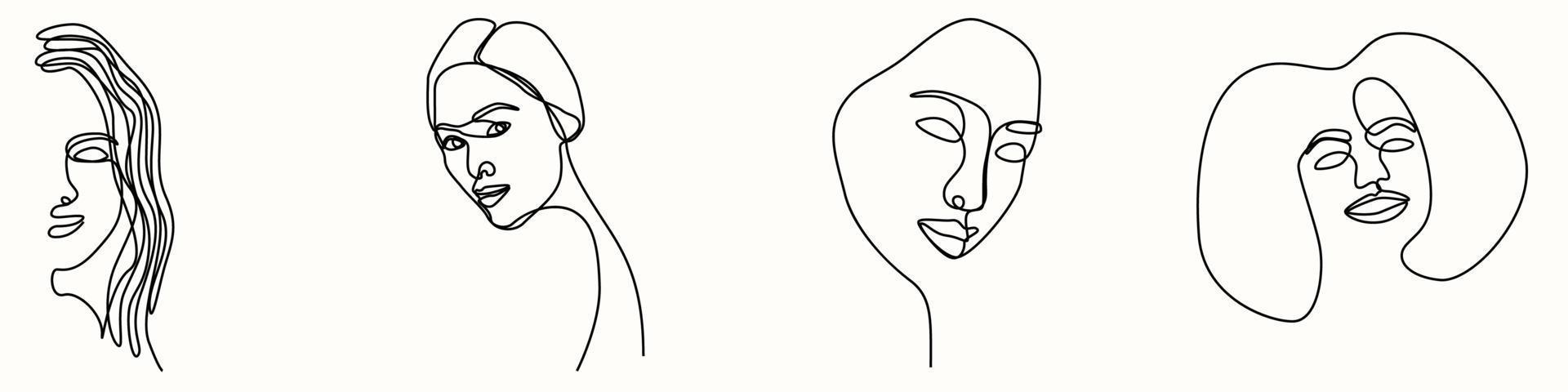 ne line hand drawing of woman face line art feminine vector