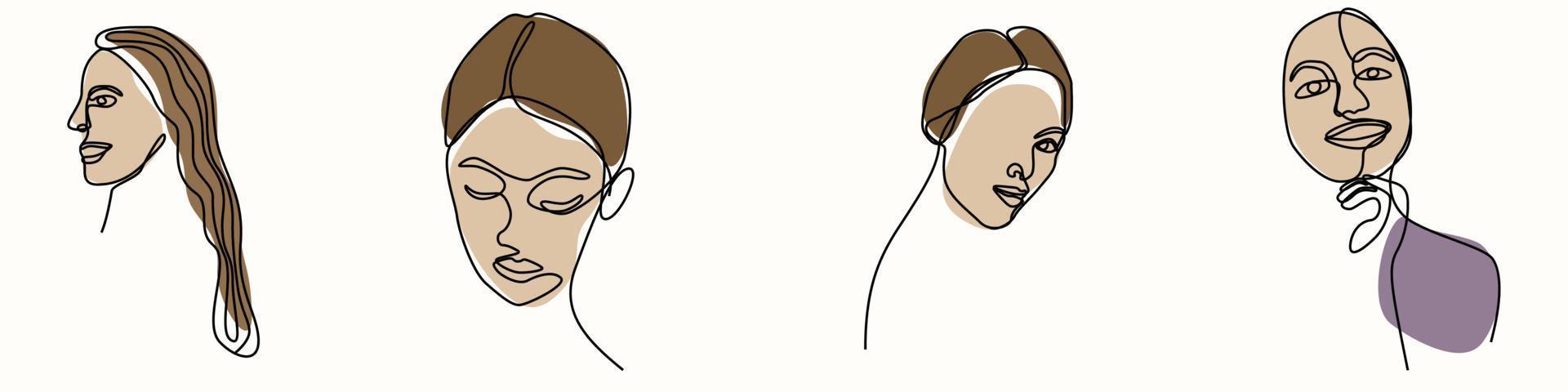 continuous one line hand drawing of woman face line art feminine vector