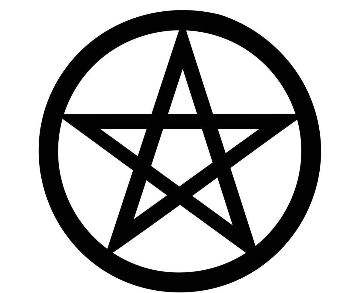 wicca pentagrama símbolo religioso blanco y negro icono 2d vector