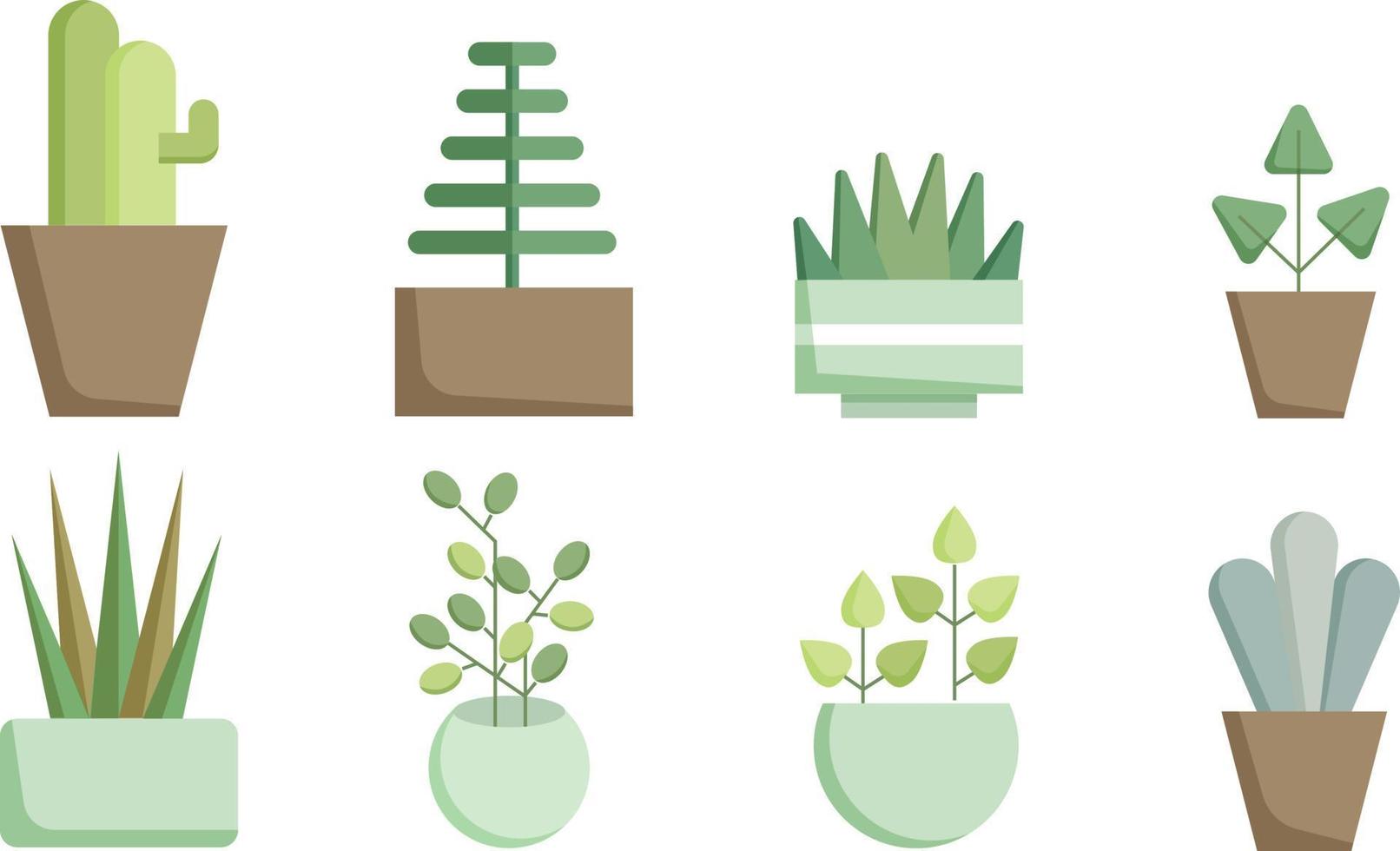 Minimal Flat Stylized Pastel Plants Vector Illlustration