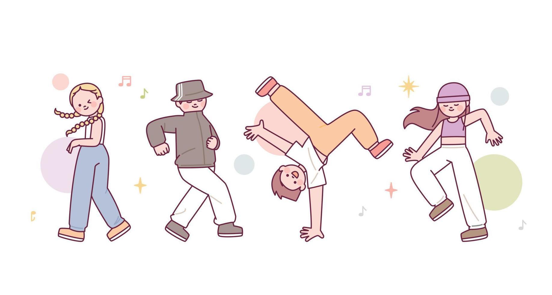 Stylish and cool dancers. Hip-hop and breakdancing vector