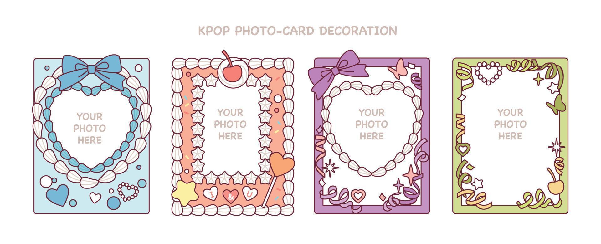 A cutely decorated photo card frame. A template for your photo. vector