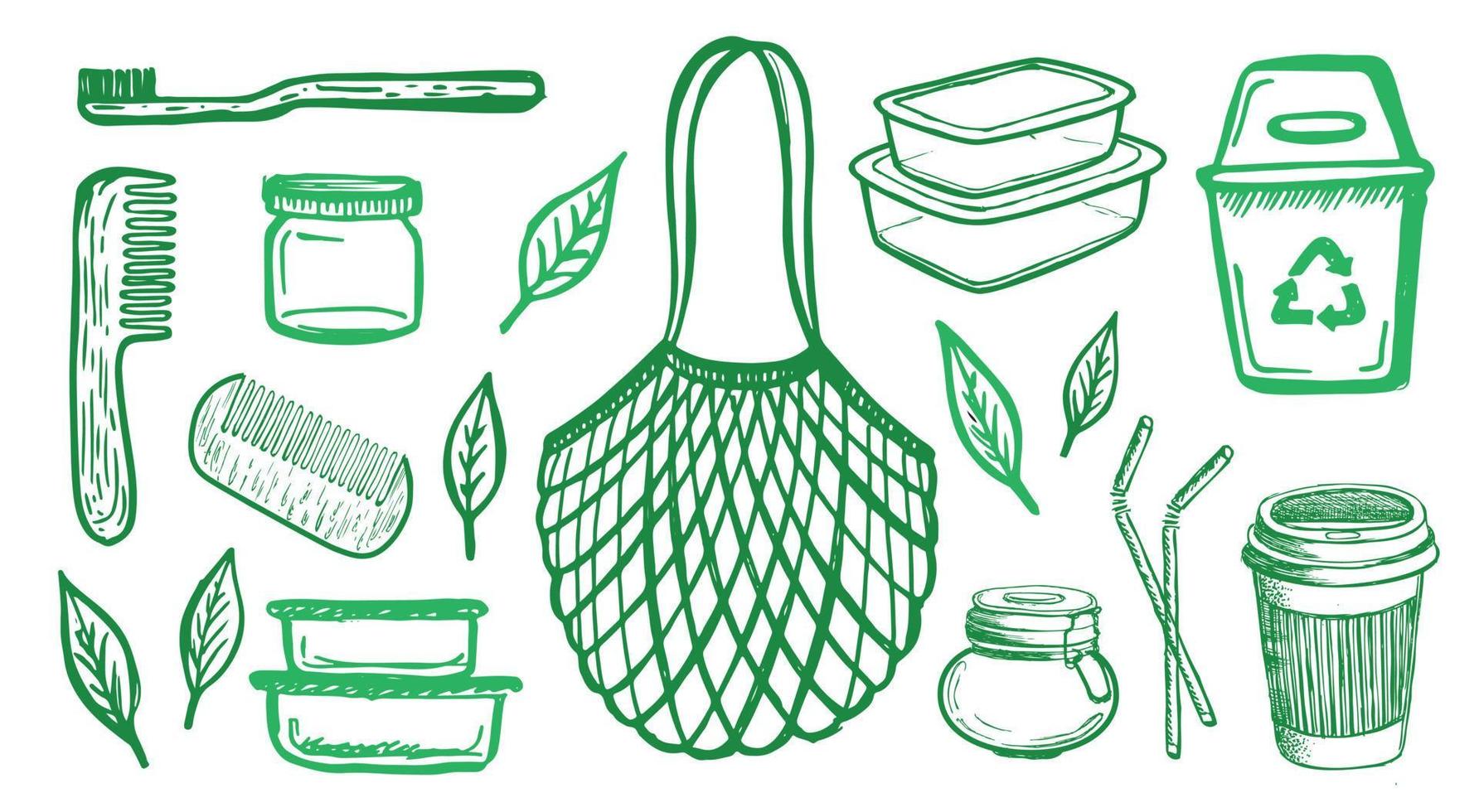 Zero Waste hand drawn illustration. Vector icon.