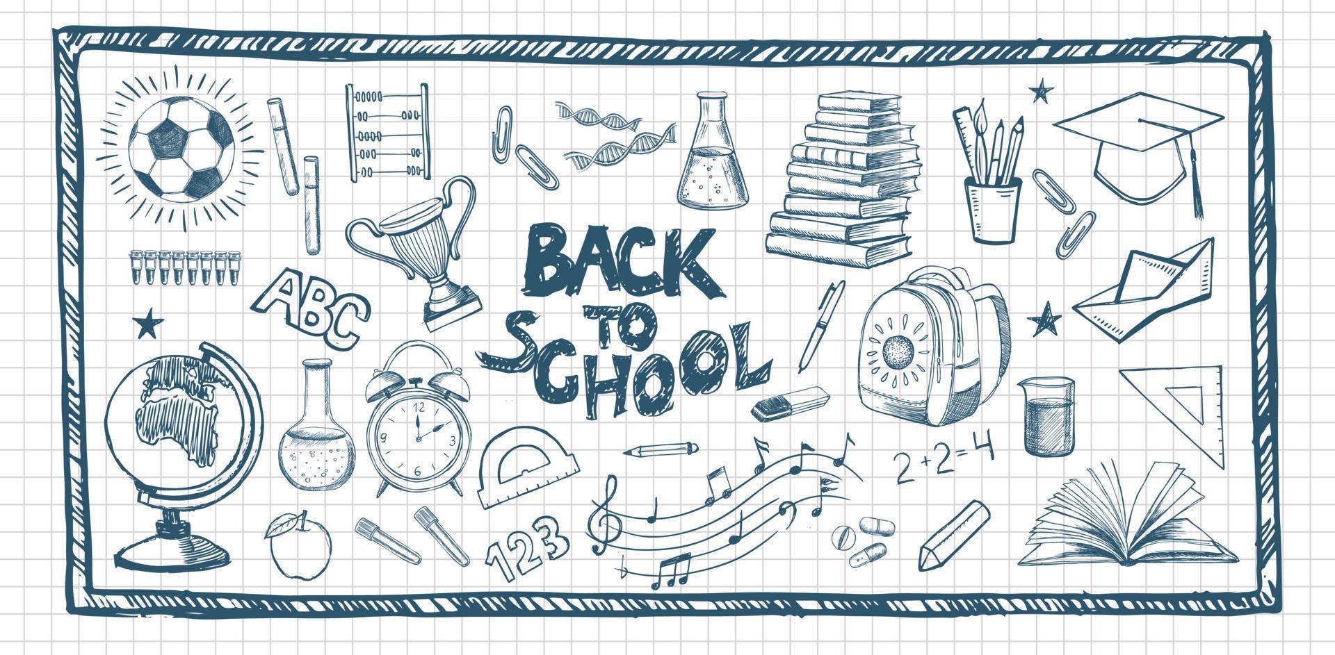 Back To School hand drawn set vector