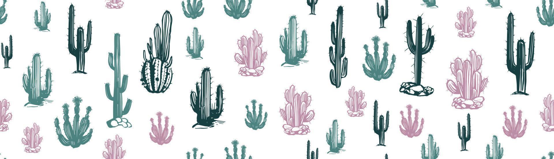 conjunto de cactus ilustraciones dibujadas a mano, vector