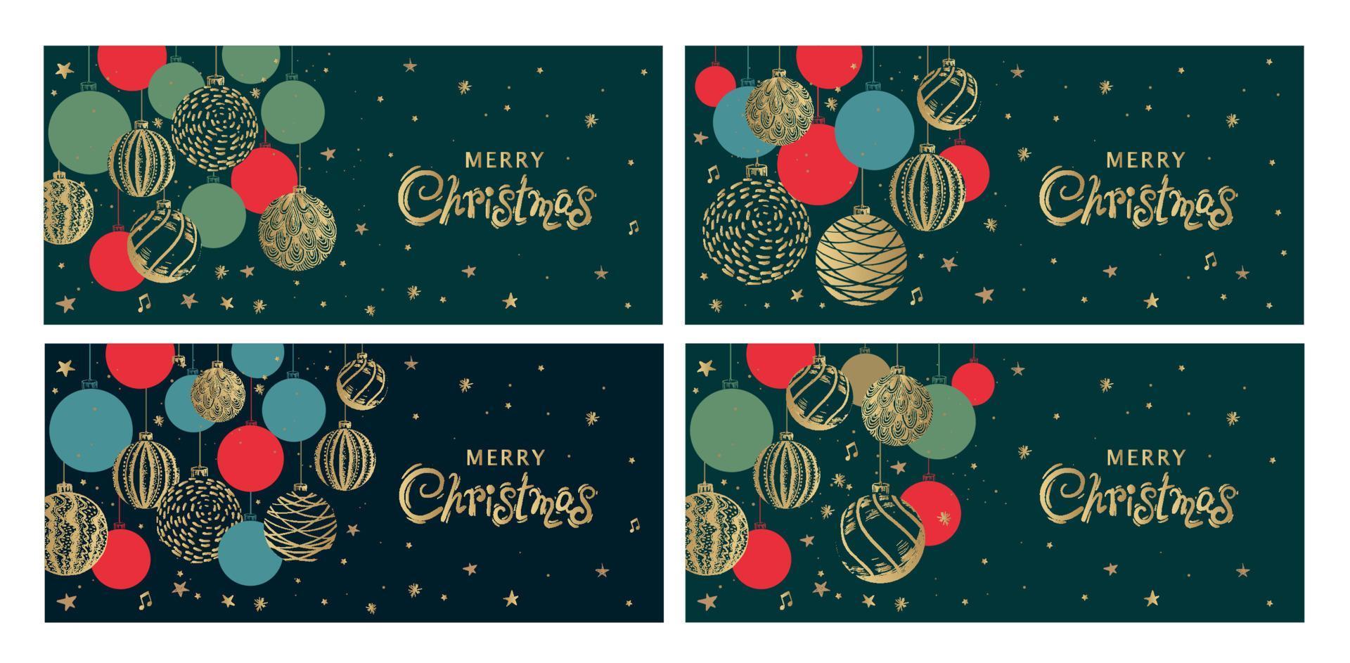 Merry Christmas and New Year set. Hand drawn illustration. vector
