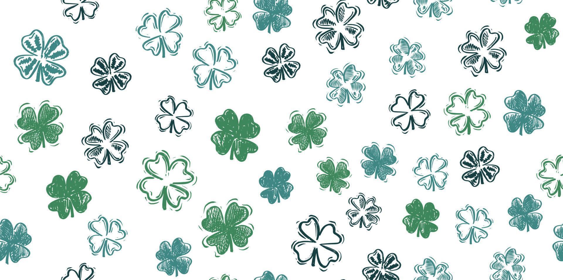 Saint Patricks Day, festive background with flying clover. vector