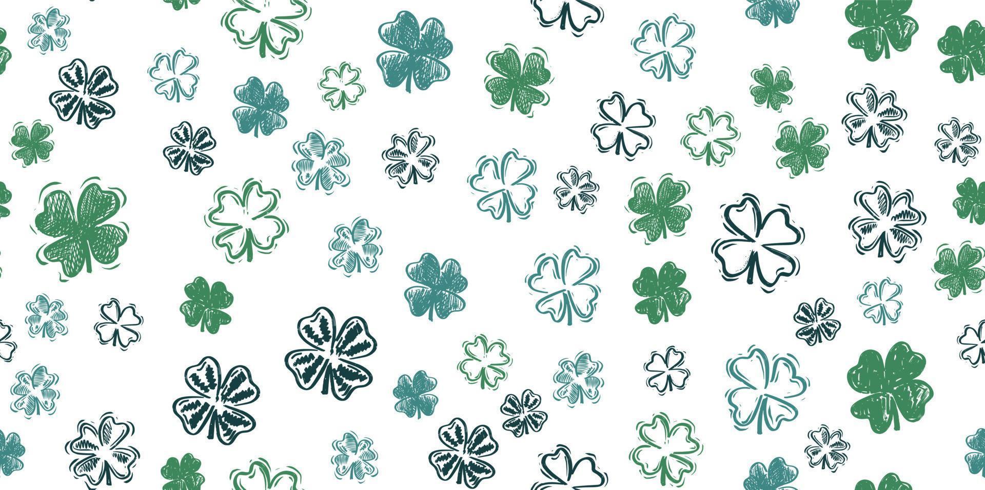 Saint Patricks Day, festive background with flying clover. vector