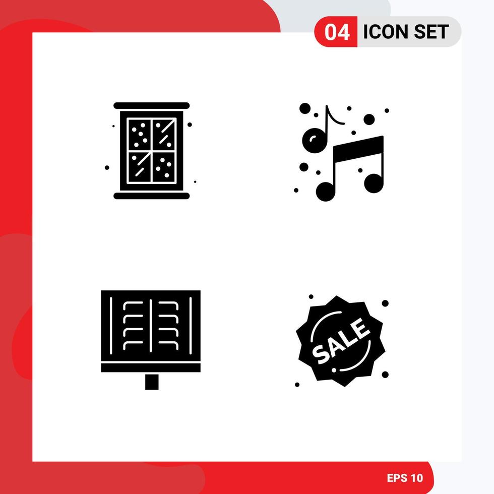 Pack of 4 creative Solid Glyphs of christmas radiology winter arts ribs Editable Vector Design Elements