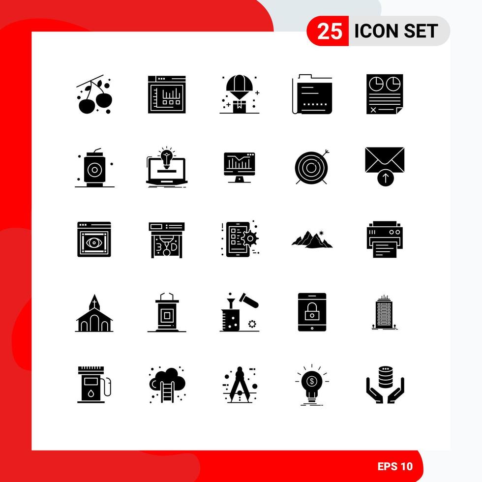 User Interface Pack of 25 Basic Solid Glyphs of contract document delivery data archive Editable Vector Design Elements