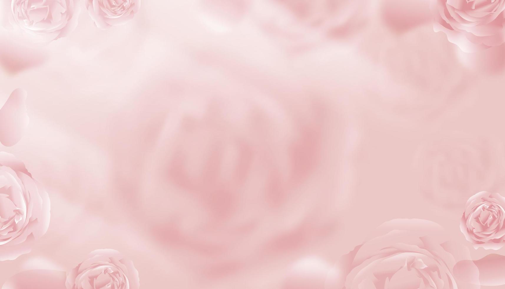 pantalla de pared de fondo rosa inglés borroso, papel tapiz de escena 3d vectorial con flor de primavera borrosa, pancarta de fondo pastel rosa dulce para productos de belleza, día de la madre, día de San Valentín vector