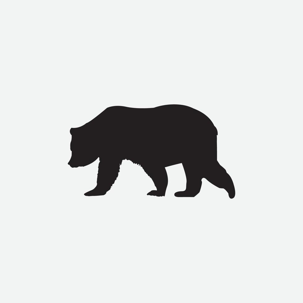 Minimal bear icon, shadow, bear simble design, bear shadow or logo vector