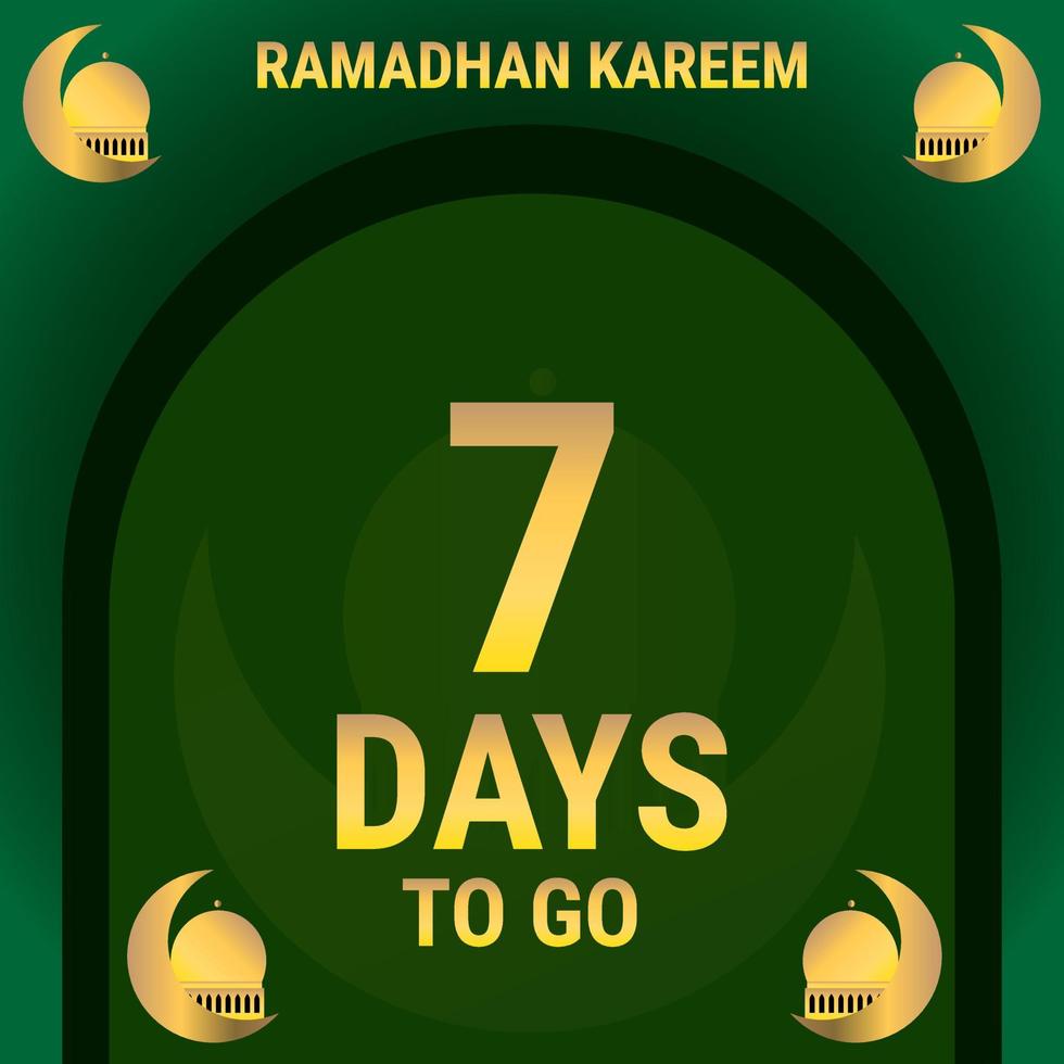 7 Days to go. Countdown leaves banner day. calculating the time for the month of Ramadan. Eps10 vector illustration.