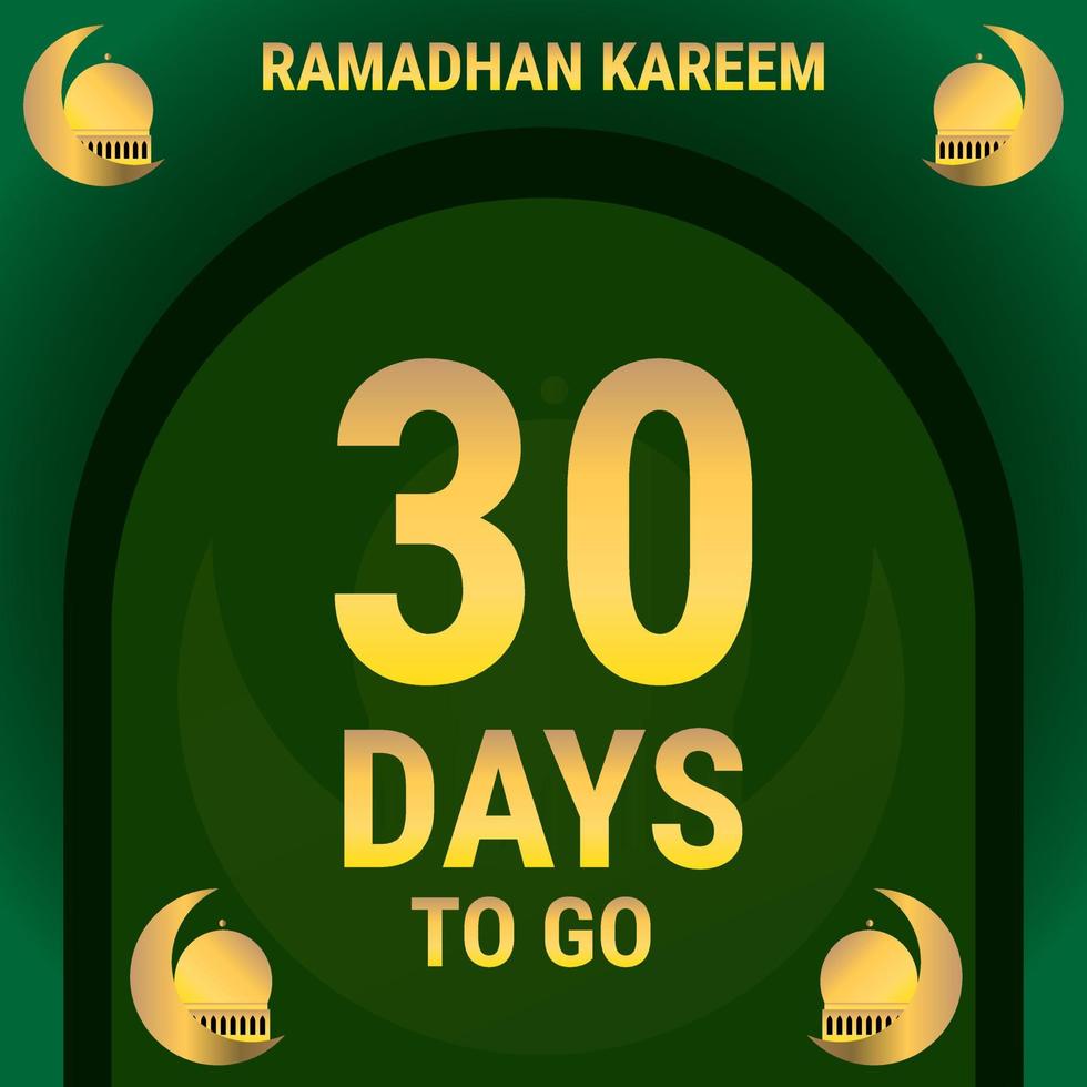 30 Days to go. Countdown leaves banner day. calculating the time for the month of Ramadan. Eps10 vector illustration.