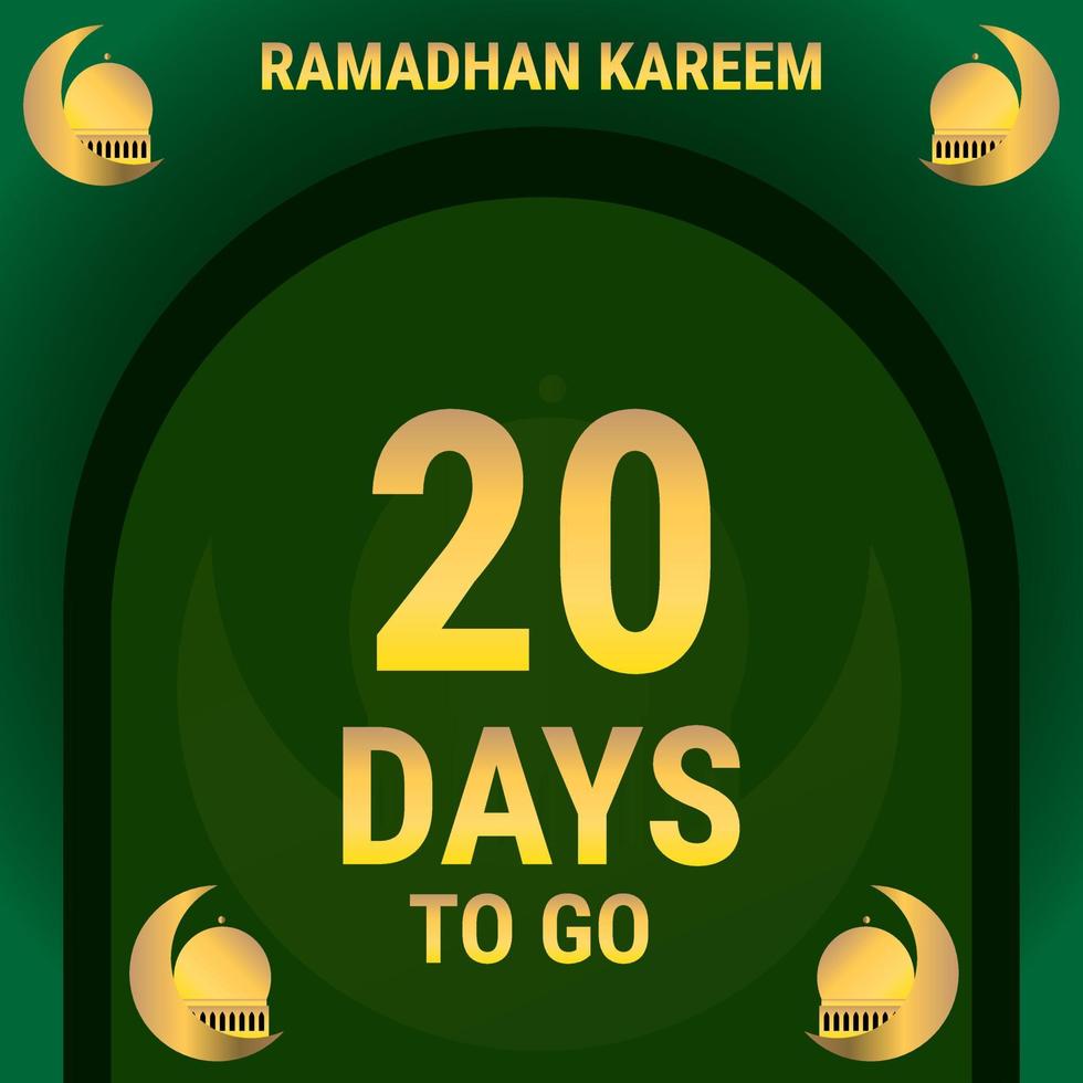 20 Days to go. Countdown leaves banner day. calculating the time for the month of Ramadan. Eps10 vector illustration.