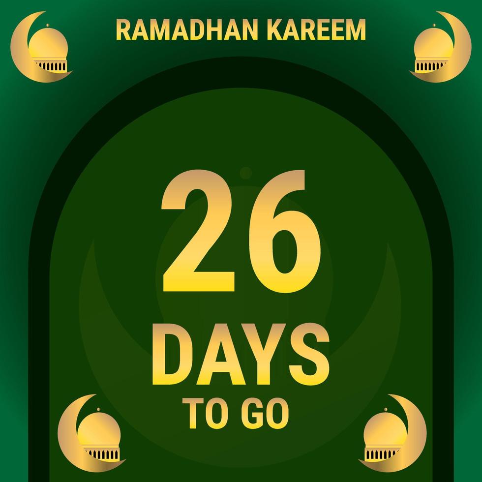 26 Days to go. Countdown leaves banner day. calculating the time for the month of Ramadan. Eps10 vector illustration.