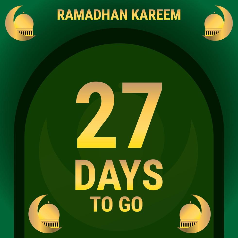 27 Days to go. Countdown leaves banner day. calculating the time for the month of Ramadan. Eps10 vector illustration.