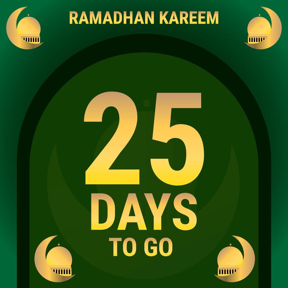 25 Days to go. Countdown leaves banner day. calculating the time for the month of Ramadan. Eps10 vector illustration.