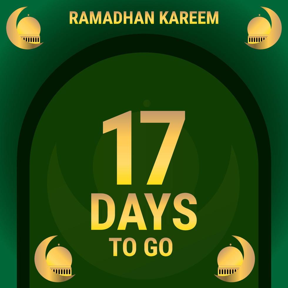 17 Days to go. Countdown leaves banner day. calculating the time for the month of Ramadan. Eps10 vector illustration.