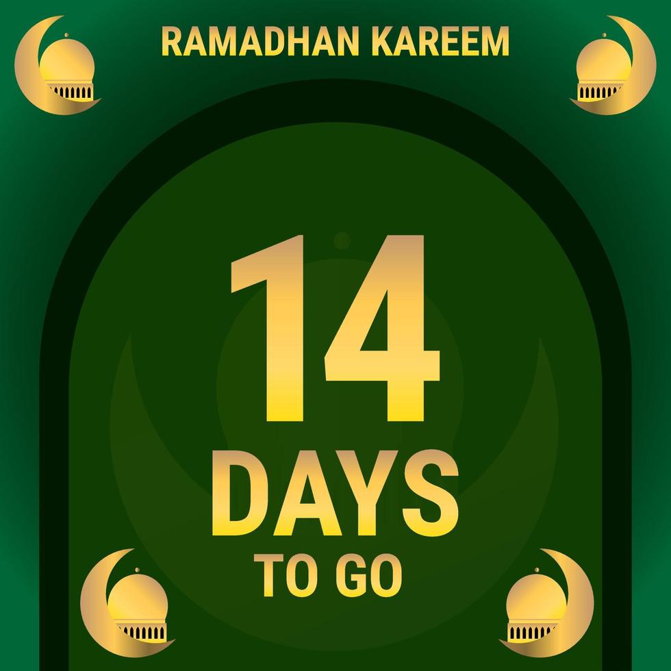 14 Days to go. Countdown leaves banner day. calculating the time for the month of Ramadan. Eps10 vector illustration.