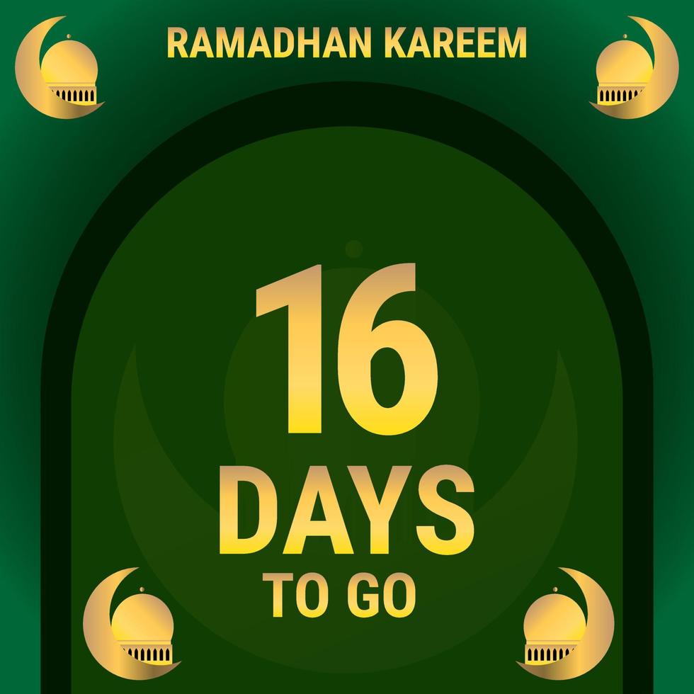 16 Days to go. Countdown leaves banner day. calculating the time for the month of Ramadan. Eps10 vector illustration.