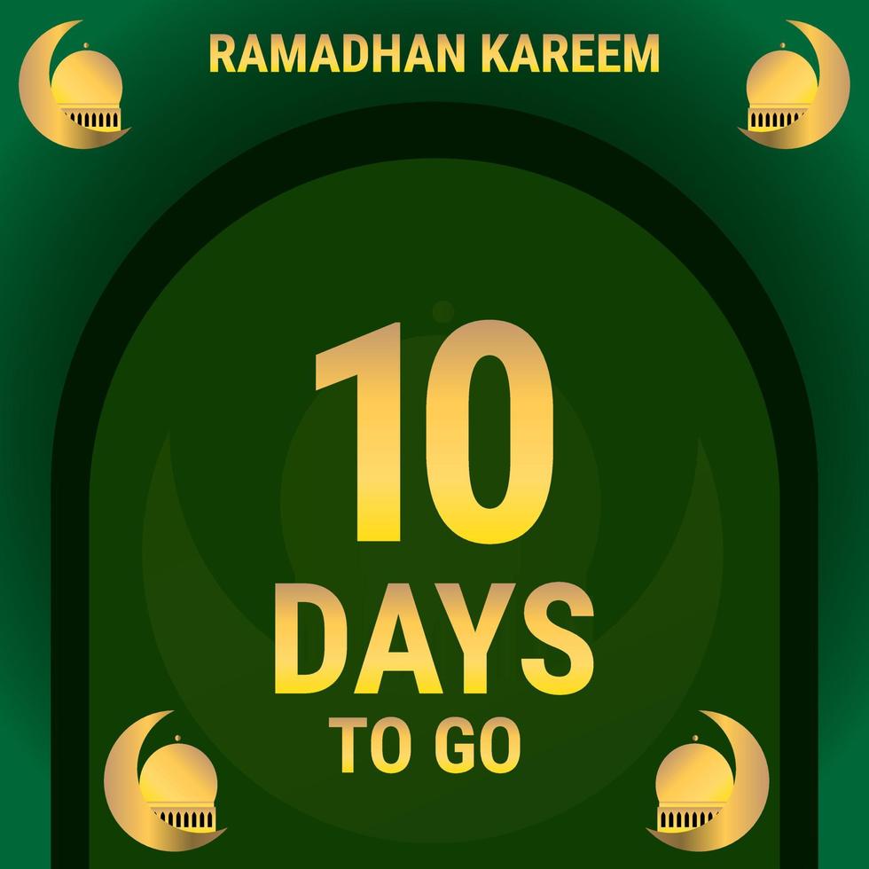 10 Days to go. Countdown leaves banner day. calculating the time for the month of Ramadan. Eps10 vector illustration.