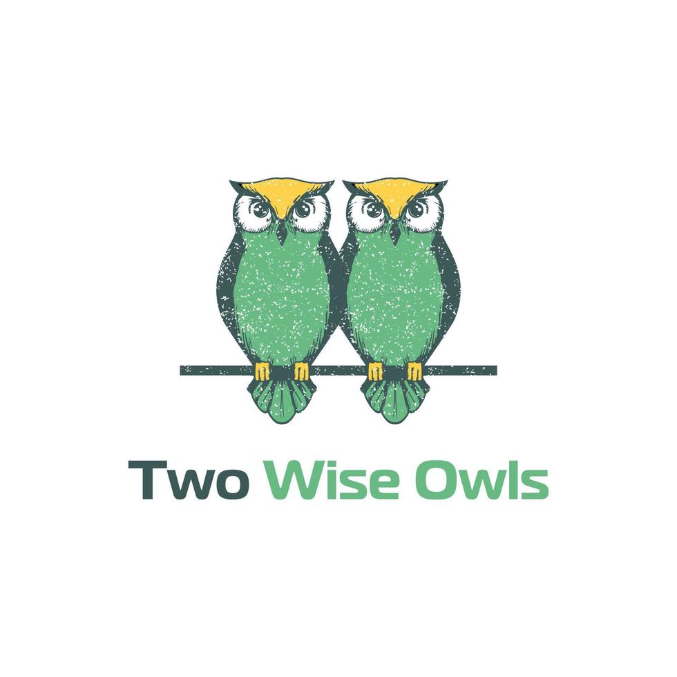 Two owl logo with colorful style logo designs vector