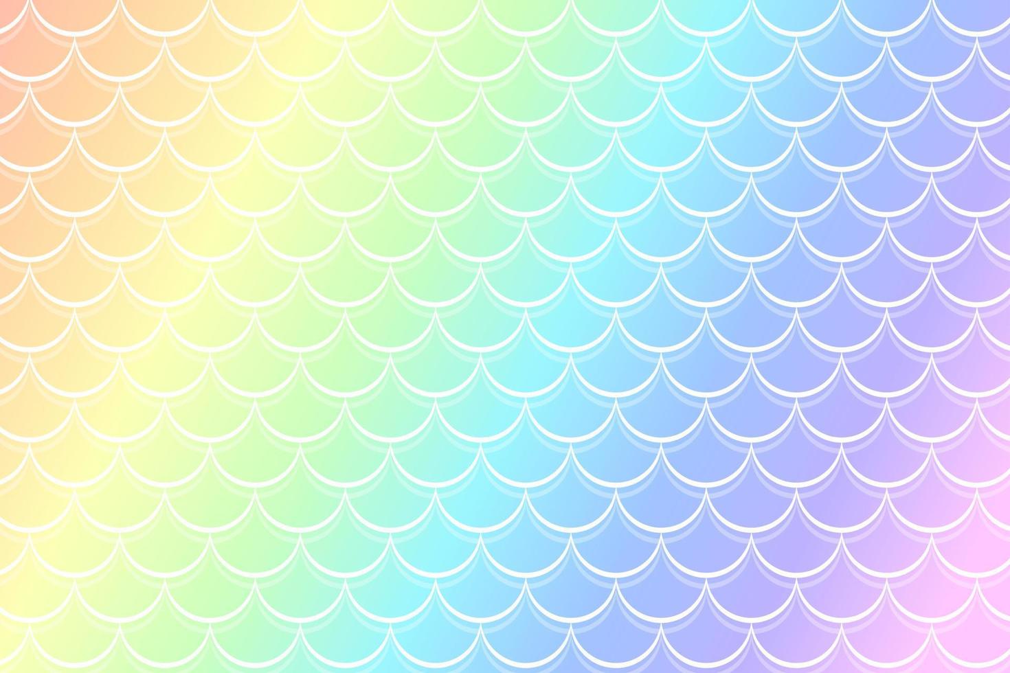 Mermaid rainbow background in fantasy style with scales. Unicorn holographic gradient texture. Sea fish kawaii vector backdrop.