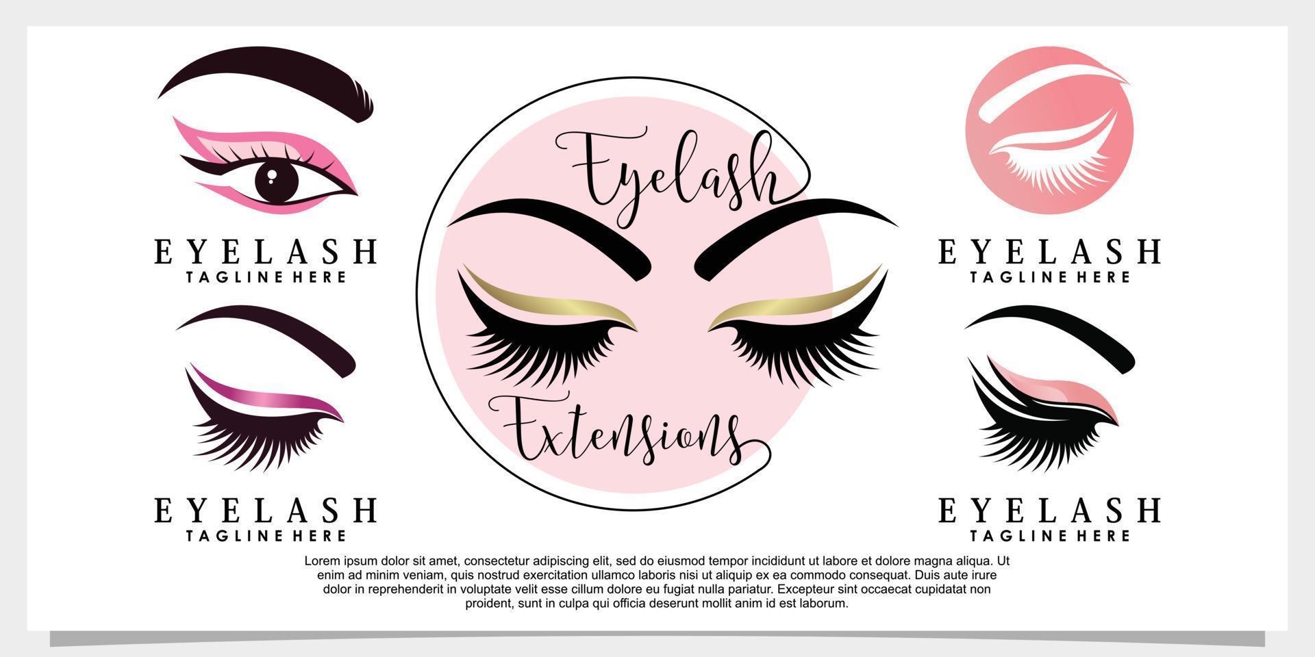 set of eyelash logo design with beauty concept vector