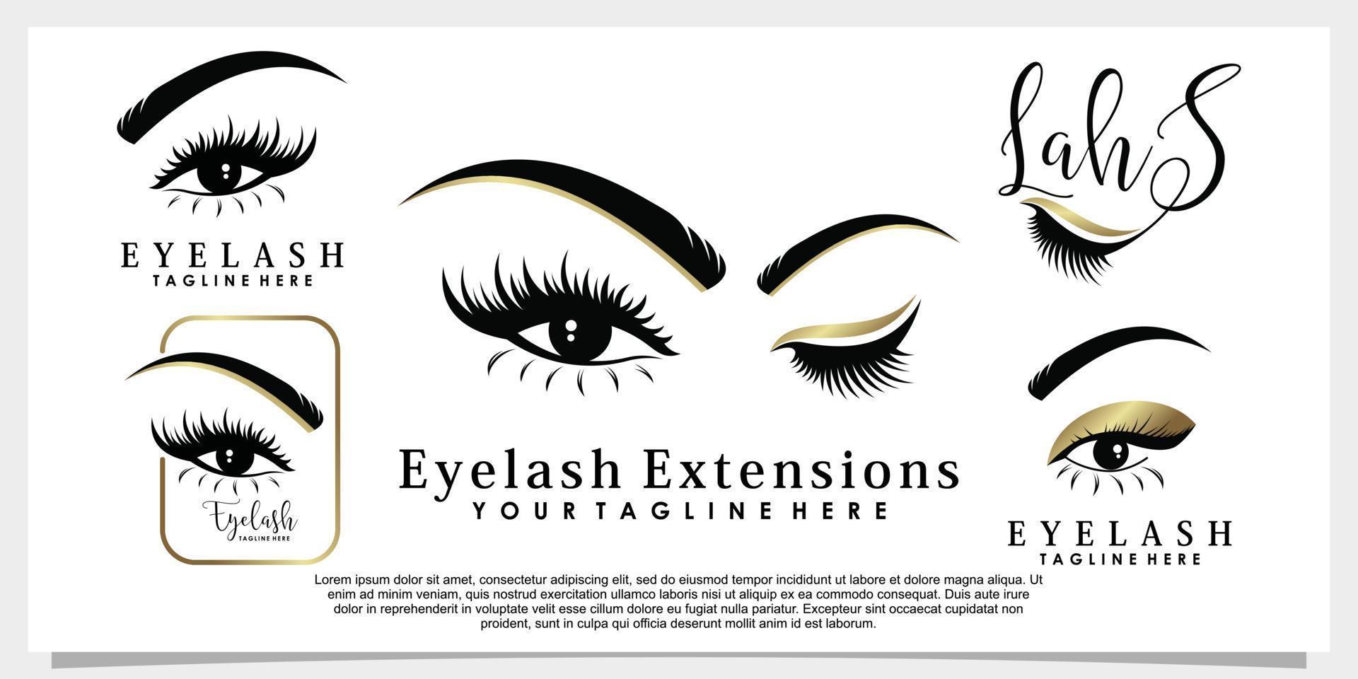 set of eyelash logo design with beauty concept vector