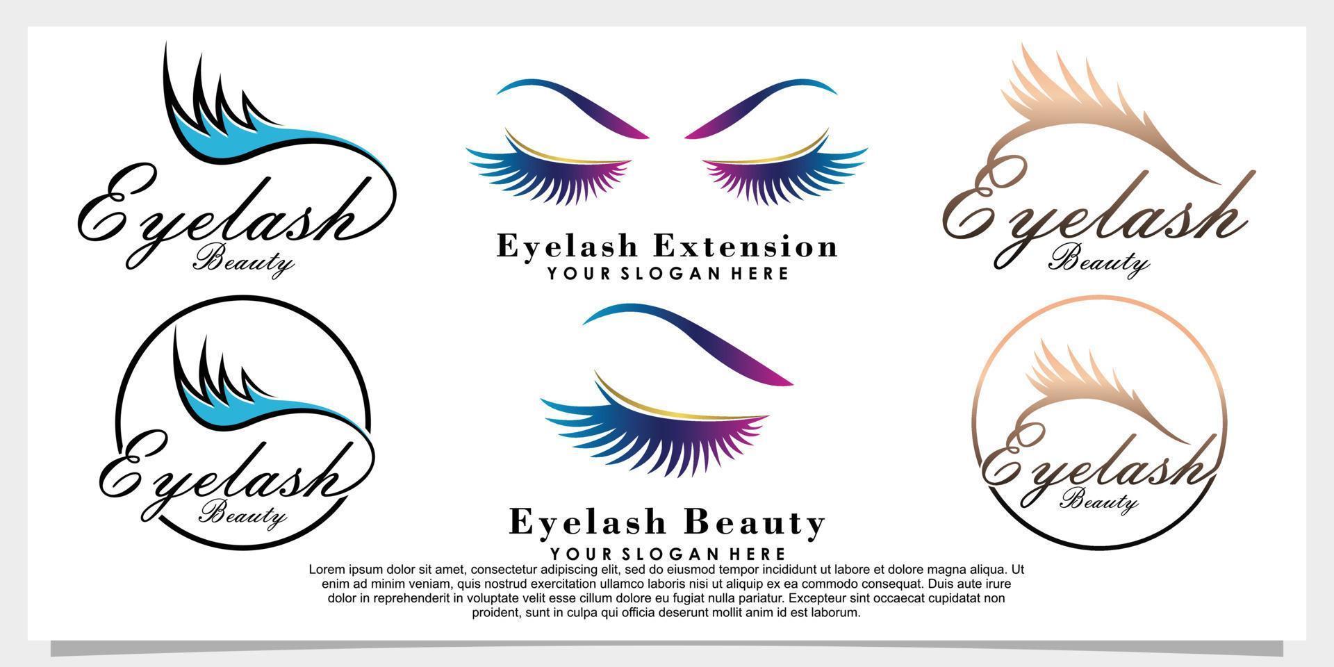 set of eyelash logo design with beauty concept vector