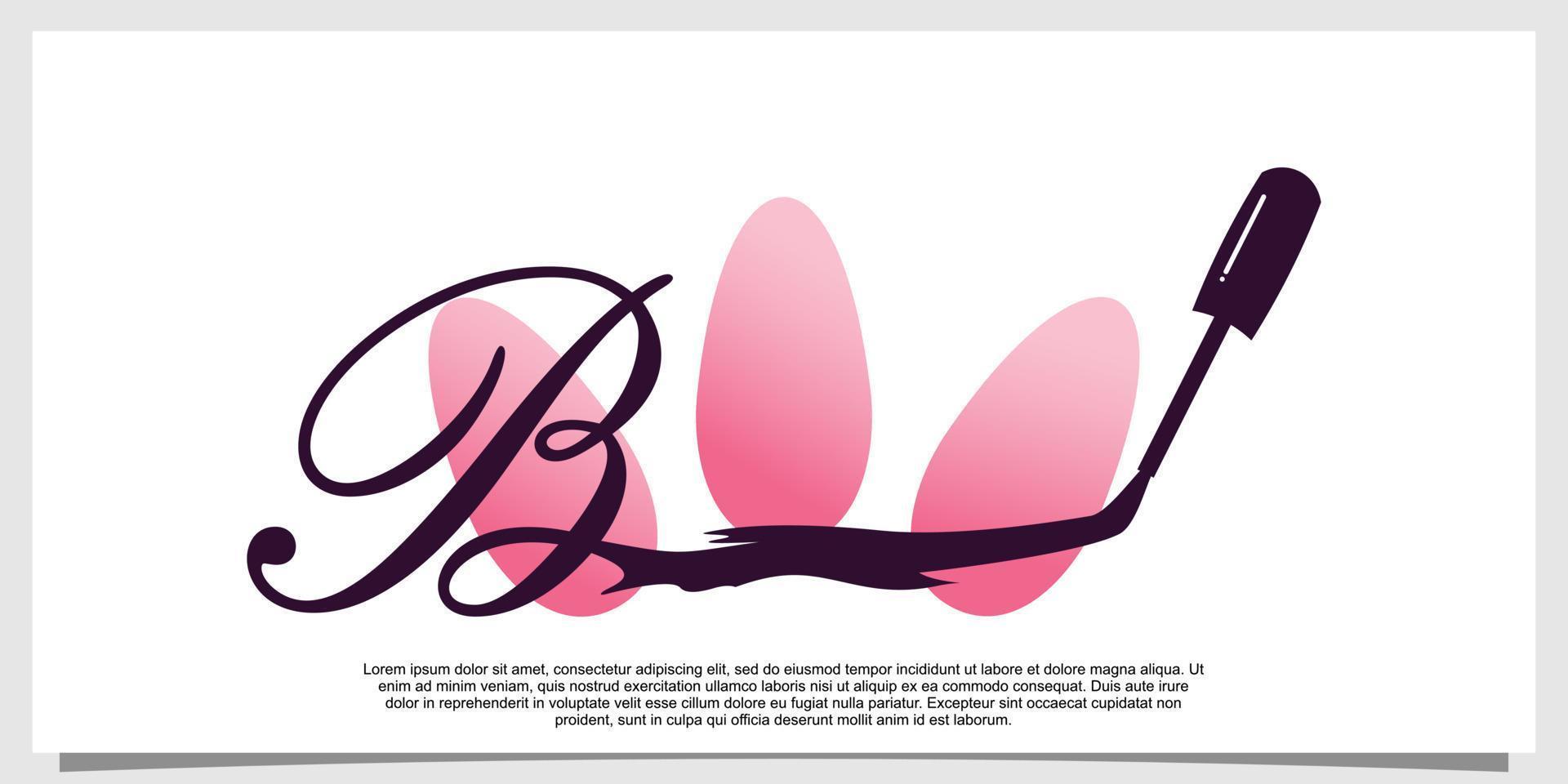 nail polish logo design with letter  concept vector