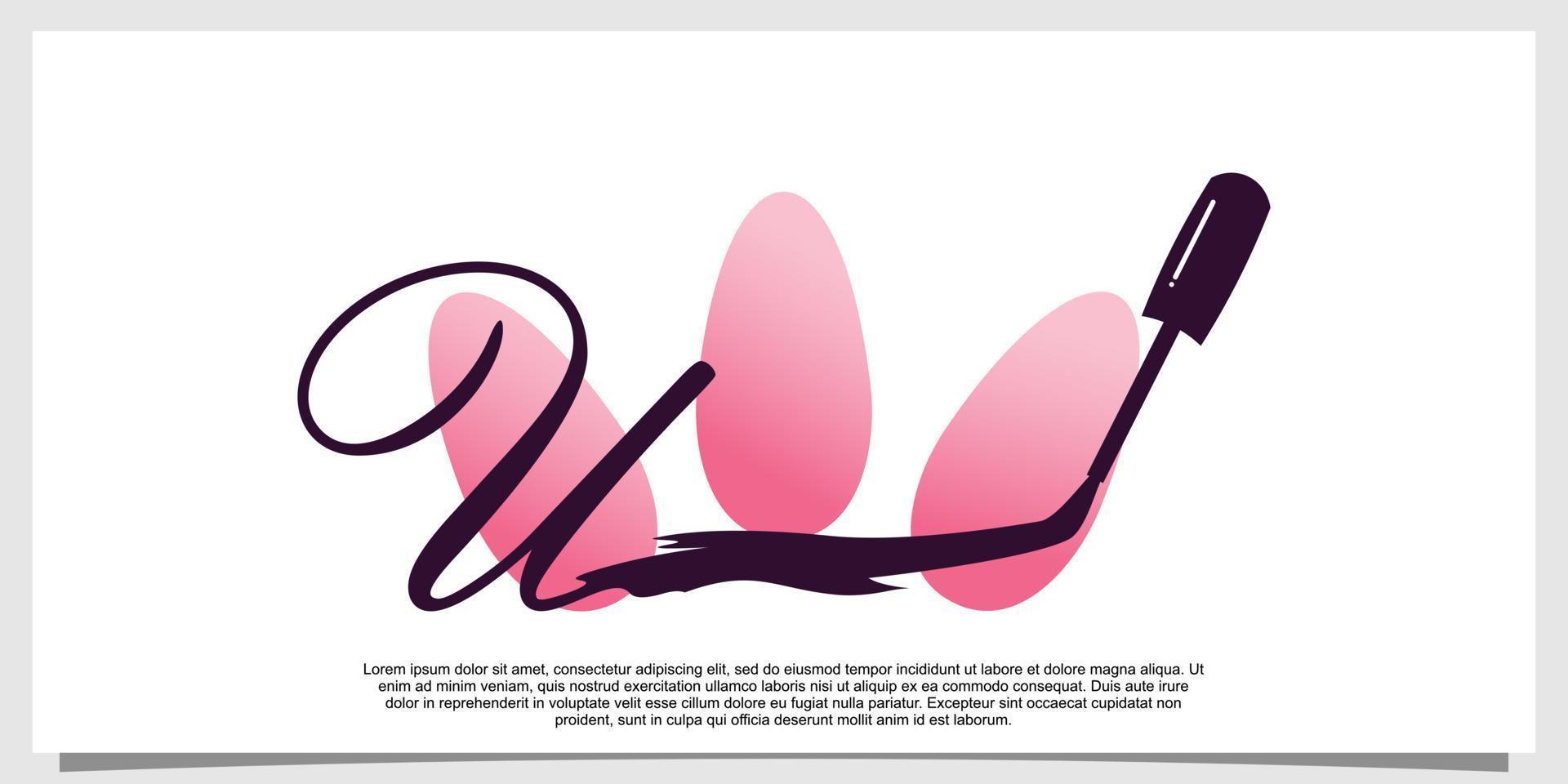 nail polish logo design with letter  concept vector