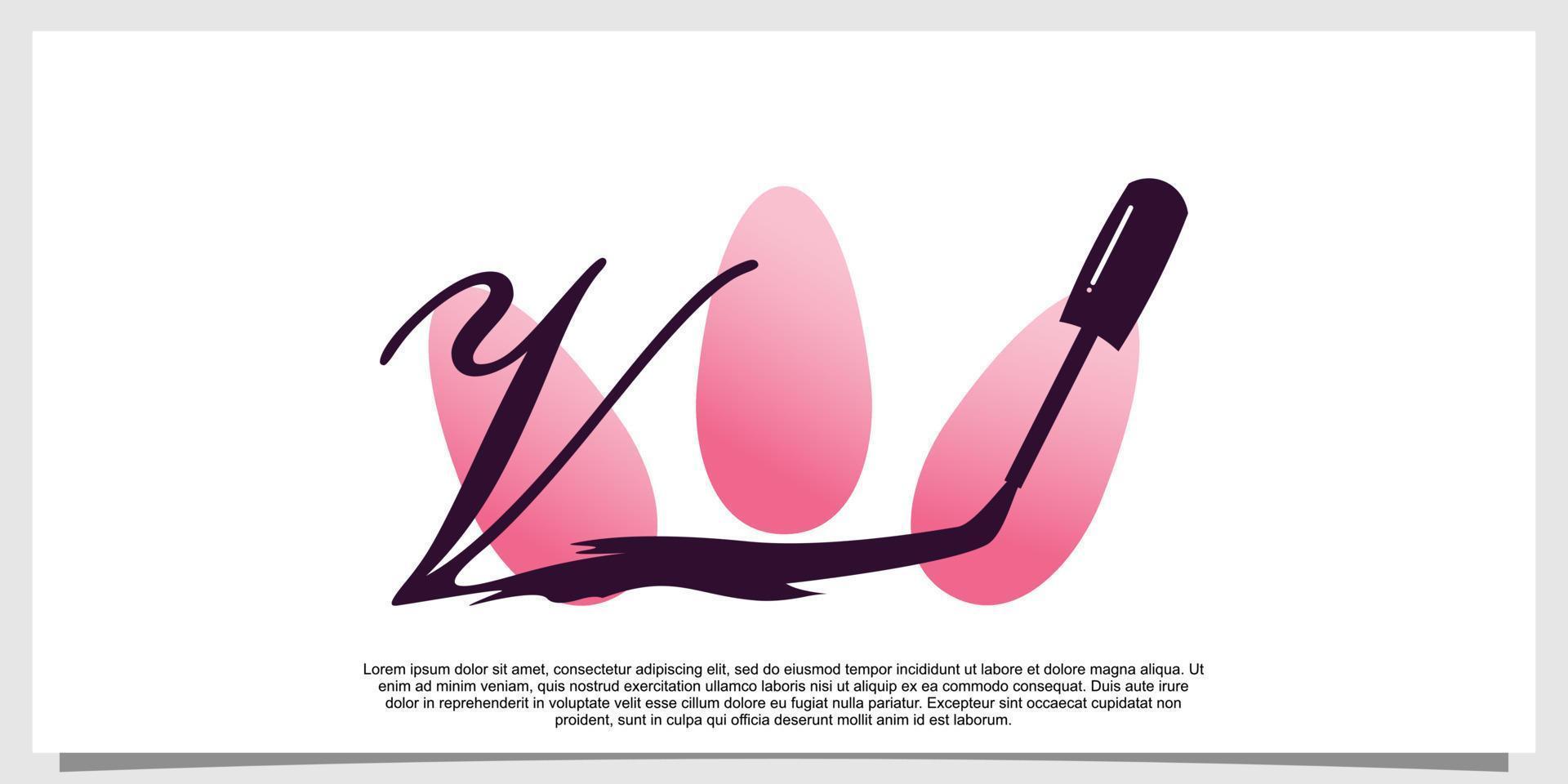 nail polish logo design with letter  concept vector