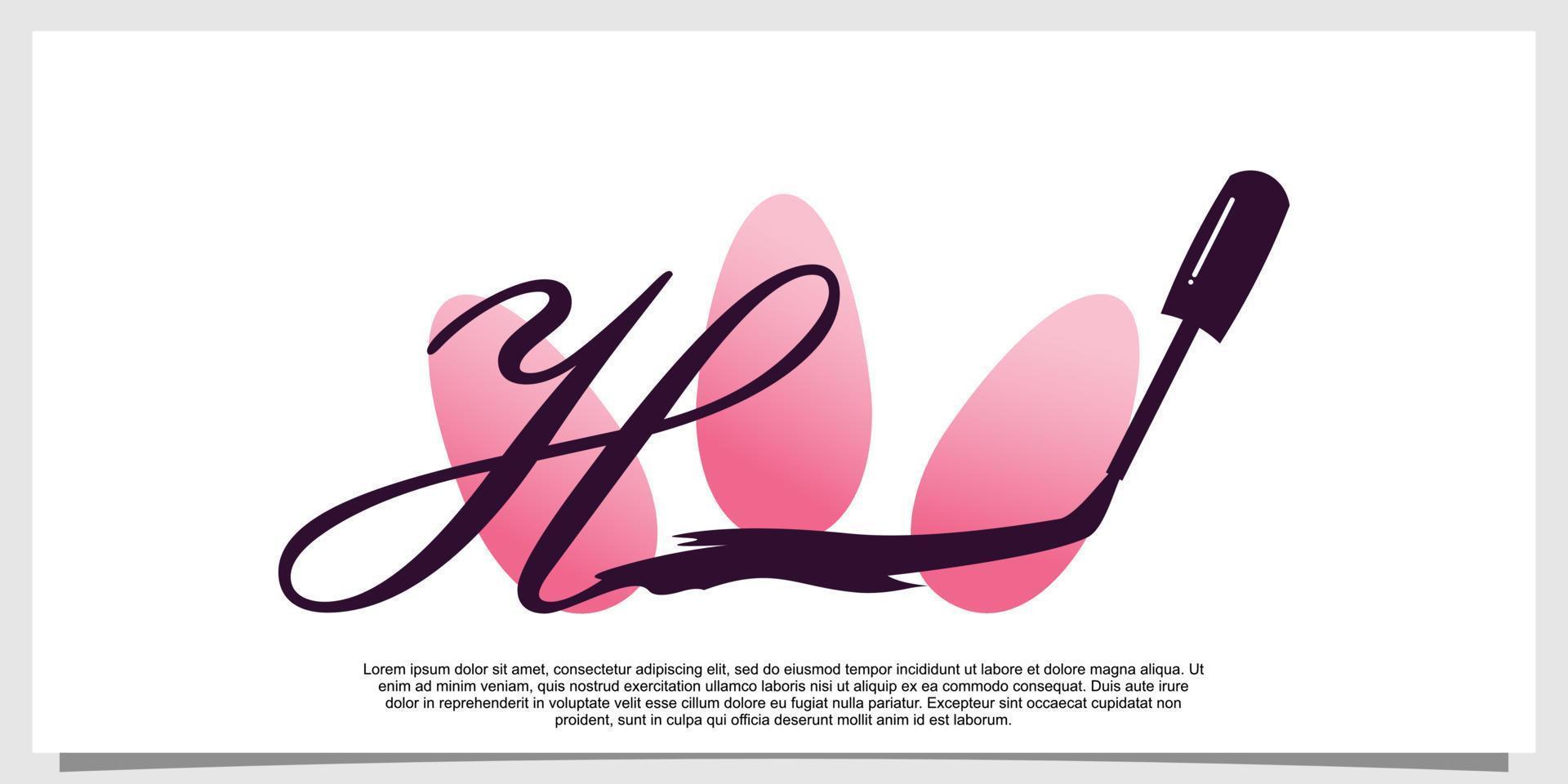 nail polish logo design with letter  concept vector