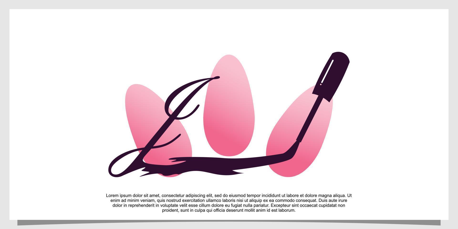 nail polish logo design with letter  concept vector